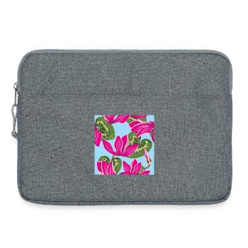 Helles Muster mit Alpenveilchenblüten - Laptoptasche 15" - Grau meliert - Vorne