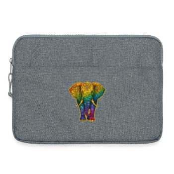 Rainbow elephant with gold pattern - Laptop bag 15" - heather grey - Front