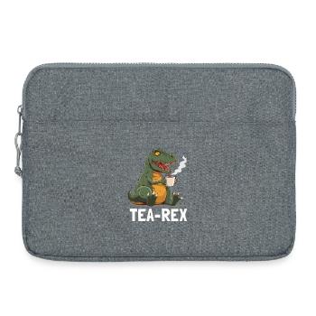 Lustiger T-Rex Dino trinkt Tee - Laptoptasche 15" - Grau meliert - Vorne