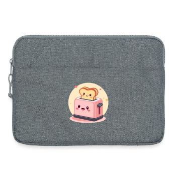 Grille-pain gai kawaii avec toast et cœurs - Sacoche pour ordinateur portable 15 pouces - gris chiné - Devant