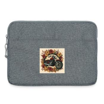 Block Print Flower Wheel - Laptop bag 15" - heather grey - Front