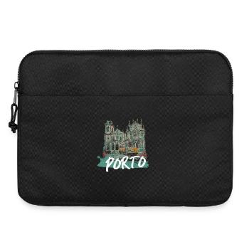 Porto historisches Zentrum Straßenbahn Illustration - Laptoptasche 15" - Schwarz - Vorne