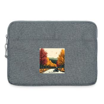 Block-Print Tree Row + Bike - Laptoptasche 15" - Grau meliert - Vorne