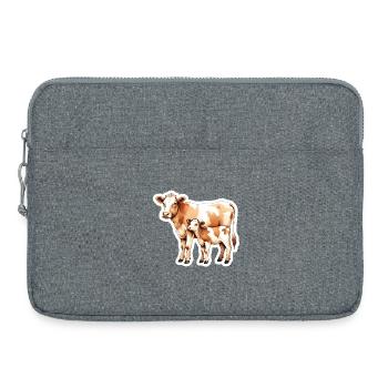 Amour de la vache – Mère et veau - Sacoche pour ordinateur portable 15 pouces - gris chiné - Devant