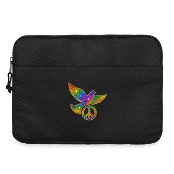 Regenbogen Friedenstaube mit Friedenszeichen - Laptoptasche 15" - Schwarz - Vorne