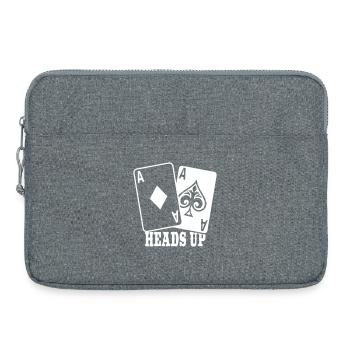 Cartes de poker – Heads Up Casino Design - Sacoche pour ordinateur portable 15 pouces - gris chiné - Devant
