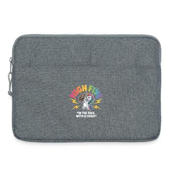 High Five mit einem Stuhl im Gesicht - Funny Unicorn - Laptoptasche 15" - Grau meliert - Vorne