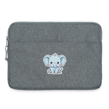 Autocollant éléphant bébé bleu - Sacoche pour ordinateur portable 15 pouces - gris chiné - Devant