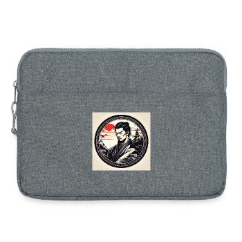 Samurai in circle frame sunset - Laptop bag 15" - heather grey - Front