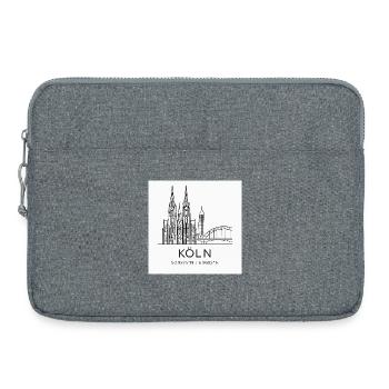 Silhouette d’art lineal de Cologne - Sacoche pour ordinateur portable 15 pouces - gris chiné - Devant