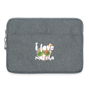 I love Matcha Spruch Sprüche Geschenkidee Geschenk - Laptoptasche 15" - Grau meliert - Vorne