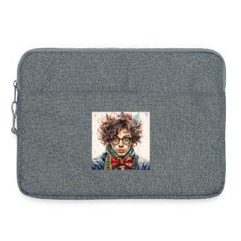Christmas portrait with glasses - Laptop bag 15" - heather grey - Front