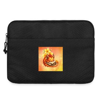 Verschlafener Drache auf geblümtem Buch - Laptoptasche 15" - Schwarz - Vorne