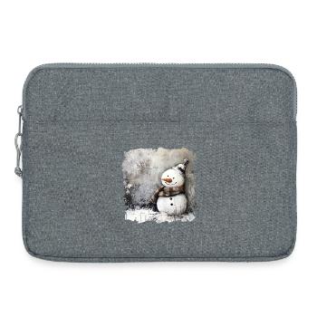 Bonhomme de neige d’hiver avec écharpe - Sacoche pour ordinateur portable 15 pouces - gris chiné - Devant