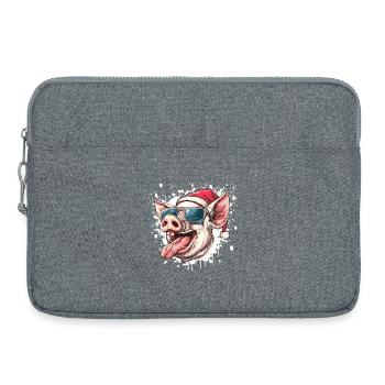 Schwein Weihnachten Lustig Ferkel - Laptoptasche 15" - Grau meliert - Vorne