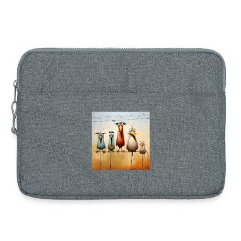 volée d’oiseaux sur un fil - Sacoche pour ordinateur portable 15 pouces - gris chiné - Devant