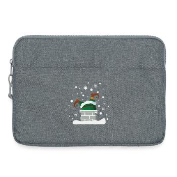Lutin dans la cheminée humour de Noël - Sacoche pour ordinateur portable 15 pouces - gris chiné - Devant
