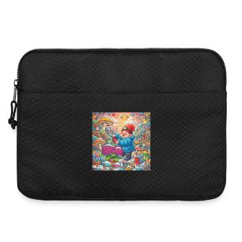 Gartenzwerg gießt Hortensie im Schnee - Laptoptasche 15" - Schwarz - Vorne