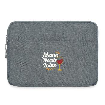 Mama Needs Wine – Handlettering mit Weinglas - Laptoptasche 15" - Grau meliert - Vorne