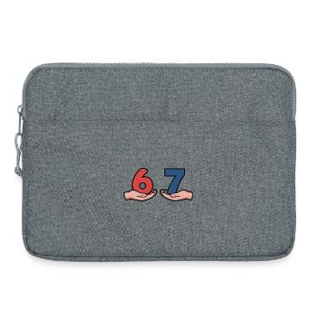 6 7- T-shirt Brainrot drôle - Sacoche pour ordinateur portable 15 pouces - gris chiné - Devant