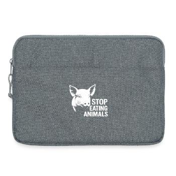 Bien-être animal | Protestation contre les cochons : arrêter de manger des animaux - Sacoche pour ordinateur portable 15 pouces - gris chiné - Devant