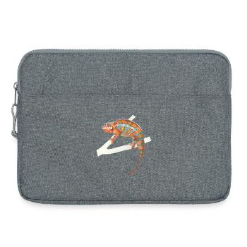 orange türkises Chamäleon Chamaeleon zeylandicus - Laptoptasche 15" - Grau meliert - Vorne