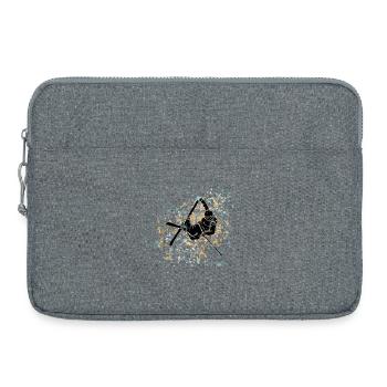 Freestyle ski éclats dorés et bleus  - Sacoche pour ordinateur portable 15 pouces - gris chiné - Devant