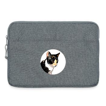 Chat Portrait Cercle Contraste - Sacoche pour ordinateur portable 15 pouces - gris chiné - Devant