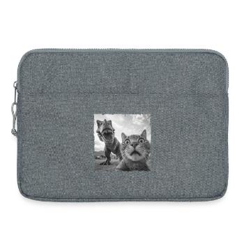 Selfie de chat avec motif chaos T Rex - Sacoche pour ordinateur portable 15 pouces - gris chiné - Devant