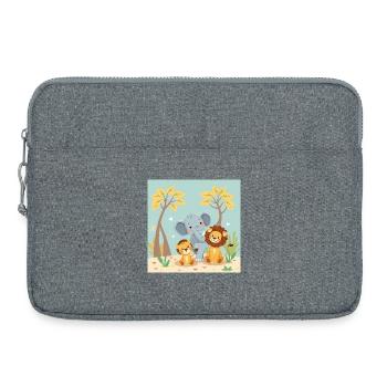 Trio Animal Doux Lionceau Éléphant - Sacoche pour ordinateur portable 15 pouces - gris chiné - Devant