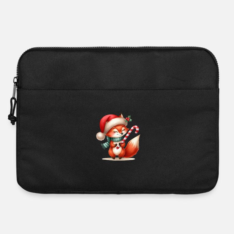 Festive Fox with Candy Cane - Laptop bag 15" - black