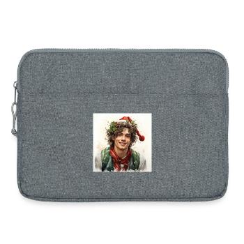 Fröhliches Weihnachtsporträt junger Mann - Laptoptasche 15" - Grau meliert - Vorne