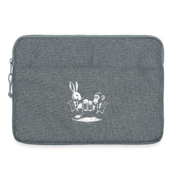 Kaninchen und Affe trinken Bier im Pub - Laptoptasche 15" - Grau meliert - Vorne