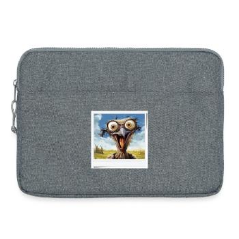 Laughing bird with big eyes - Laptop bag 15" - heather grey - Front