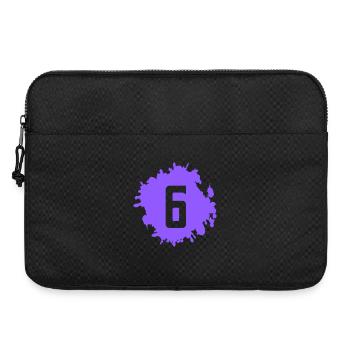 Purple splash of color with the number 6 - Laptop bag 15" - black - Front