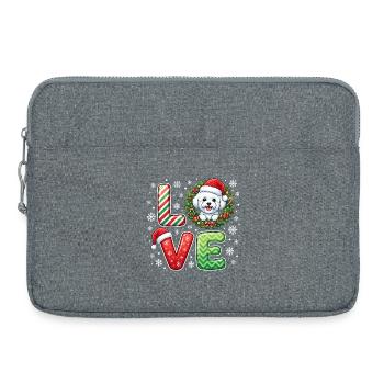 Bichon Frisé Love Chien de Noël Cadeau de Noël mignon - Sacoche pour ordinateur portable 15 pouces - gris chiné - Devant