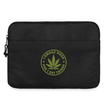 Je fume de l’herbe et je mange des choses - Sacoche pour ordinateur portable 15 pouces - noir - Devant