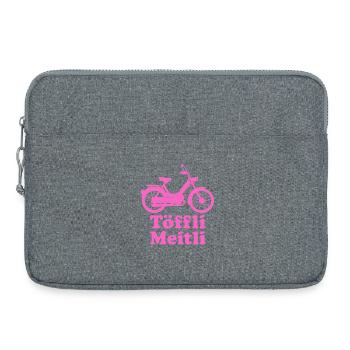 Töffli Meitli – Mofa Shirt für Girls & Töffli-Fans - Laptoptasche 15" - Grau meliert - Vorne