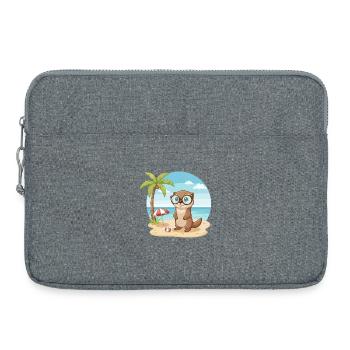 Cute Otter with Glasses Beach Summer Vacation - Laptop bag 15" - heather grey - Front