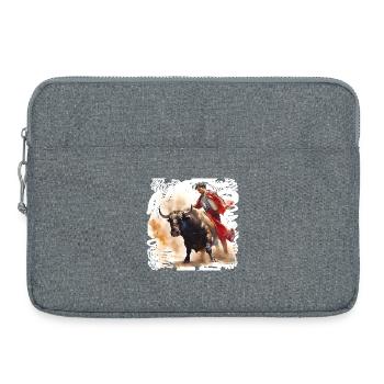 Matador and bull in red cape - Laptop bag 15" - heather grey - Front