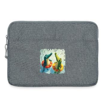Crocodiles dans un duo aquatique - Sacoche pour ordinateur portable 15 pouces - gris chiné - Devant
