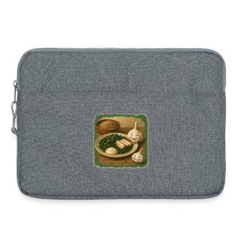 Smiling garlic with kale - Laptop bag 15" - heather grey - Front