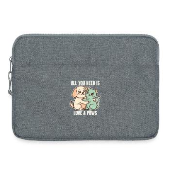Tout ce dont tu as besoin, c’est d’amour et de pattes - Sacoche pour ordinateur portable 15 pouces - gris chiné - Devant