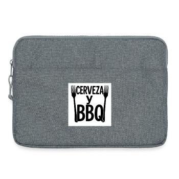 Digitales Design "Bier & BBQ" - Laptoptasche 15" - Grau meliert - Vorne