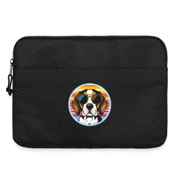 Sunglasses dog in retro stripe look - Laptop bag 15" - black - Front