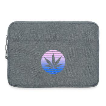 Cannabis Hanfblatt Retro Sunset Vintage Stil - Laptoptasche 15" - Grau meliert - Vorne