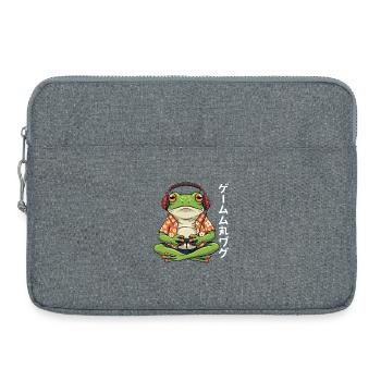 Grenouille gamer hawaïenne - Sacoche pour ordinateur portable 15 pouces - gris chiné - Devant