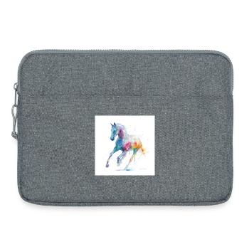 Regenbogen-Aquarellpferd in Bewegung - Laptoptasche 15" - Grau meliert - Vorne