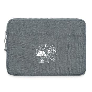 Nächtlicher Grim-Reaper am Lagerfeuer - Laptoptasche 15" - Grau meliert - Vorne