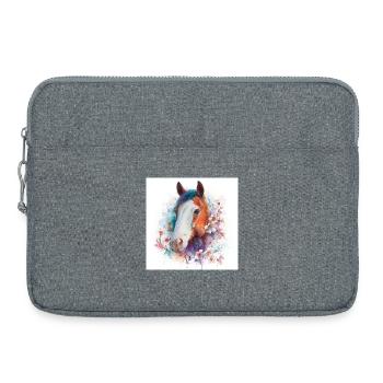 Aquarell Pferdeblüten-Porträt - Laptoptasche 15" - Grau meliert - Vorne